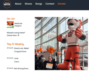screenshot of WITR's website